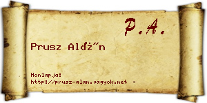 Prusz Alán névjegykártya